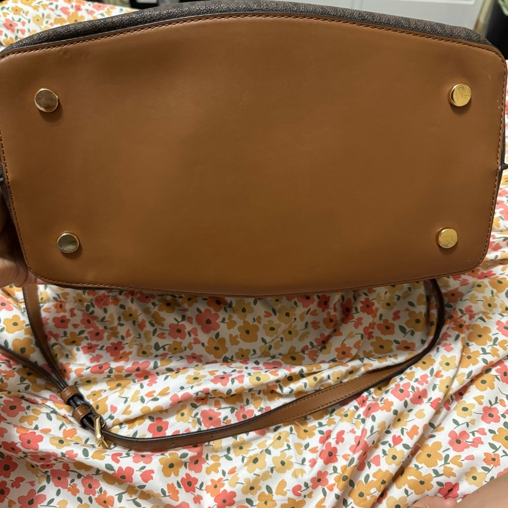 Michael Kors Brown Monogram Tote with Gold Accents - Picture 2 of 5